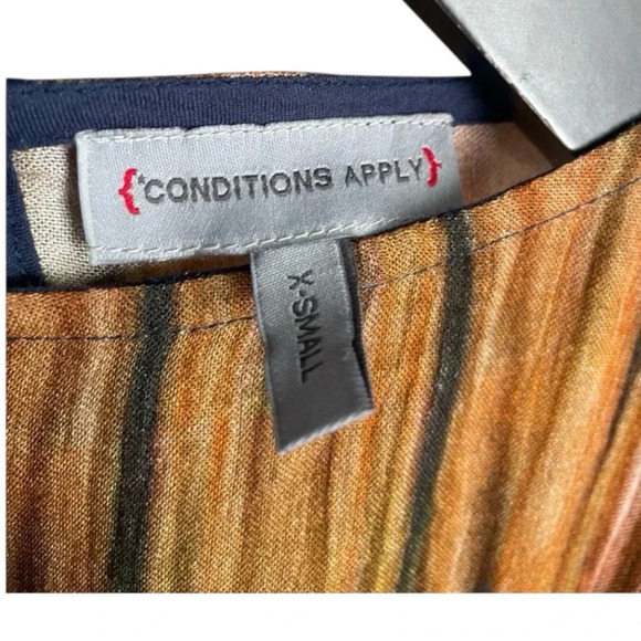 Conditions Apply Anthropologie Womens Top Size XS Abstract Shirt Blue Gold - Picture 5 of 8